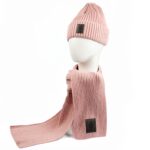 Hat and Scarf with the Tree of Life and Latvian Symbol, Pink