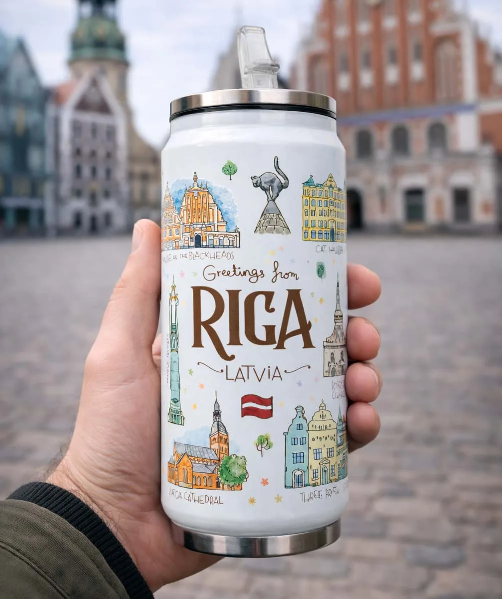Stainless steel thermal bottle, old town riga