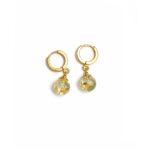 Silver Earrings with Light Yellow Amber Piece, Gold Plated