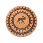 Wooden Trivet / Coaster - Mooses and Hearts, ⌀15 cm