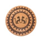 Wooden Trivet / Coaster - Cats and Hearts, ⌀15 cm