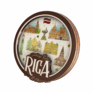 Wooden magnet "old riga", Ø 8 cm