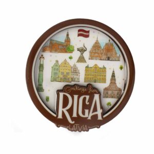 Wooden magnet "old riga", Ø 8 cm