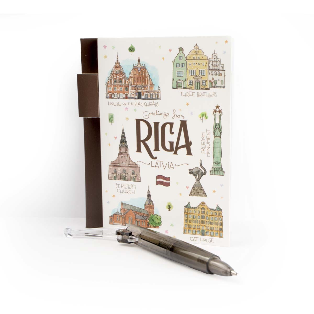 Notebook with pen, old town riga