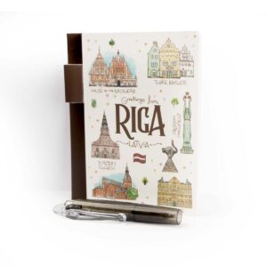 Notebook with pen, old town riga