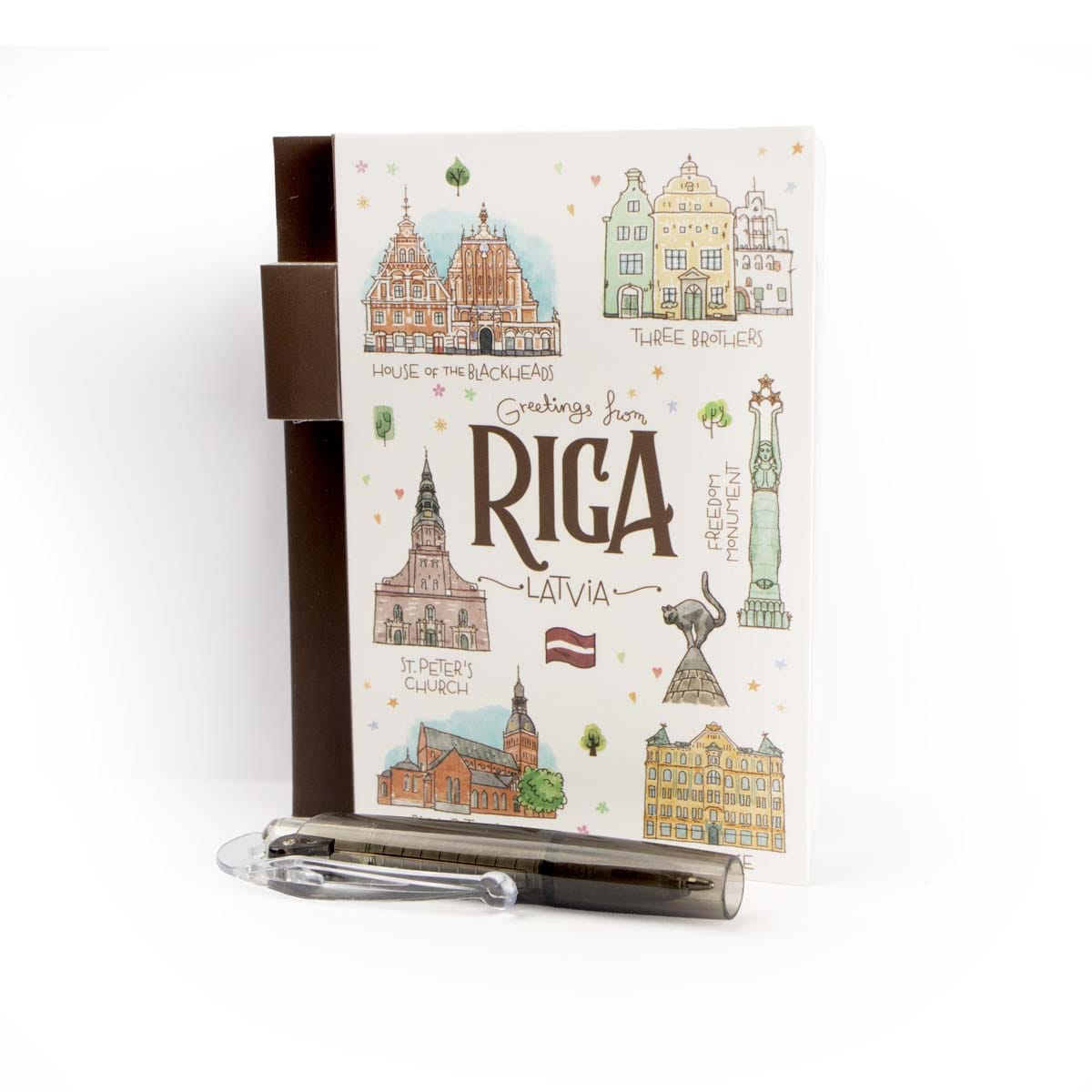 Notebook with pen, old town riga