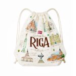 Cotton Bag “Old Riga” with Watercolor Illustrations, Beige