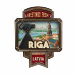 Wooden Magnet "Old Town Riga", 10 x 7,5 cm