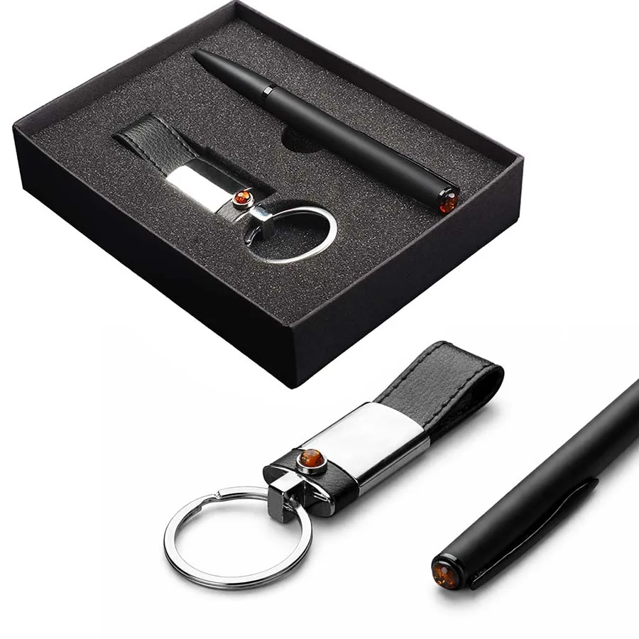 Soft-touch pen set with amber, black, in a gift box (copy)