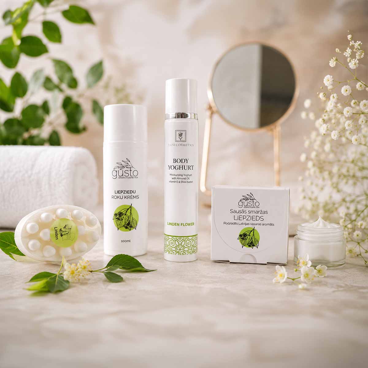 Home section: categories Natural Linden Blossom Cosmetics Collection – Body Care & Wellness Products