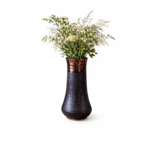 Ceramic vase, brownish-black, 27 × 13 cm