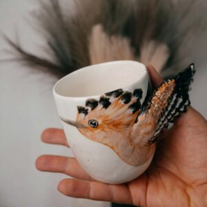 Porcelain winged cup “hoopoe”, 250-300 ml