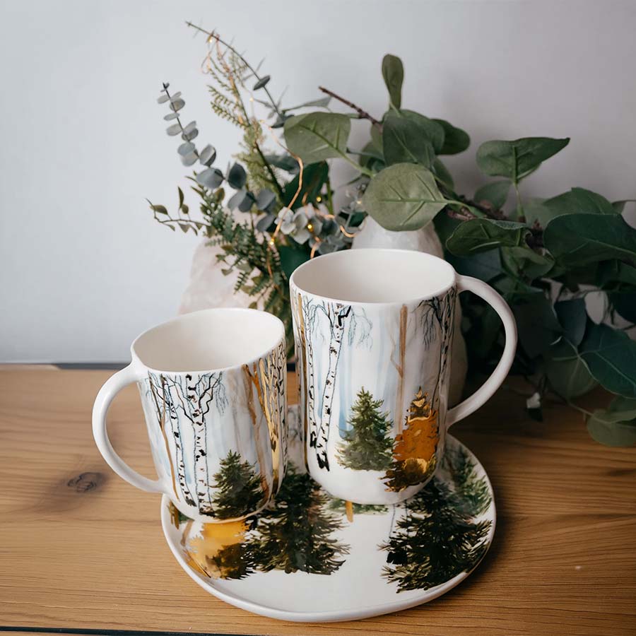 Porcelain plate “golden forest”, 23 cm