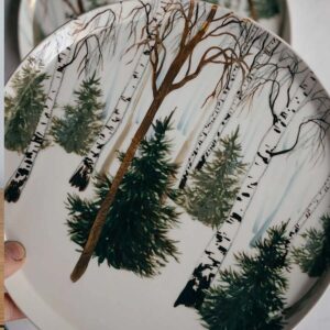 Porcelain plate “golden forest”, 23 cm