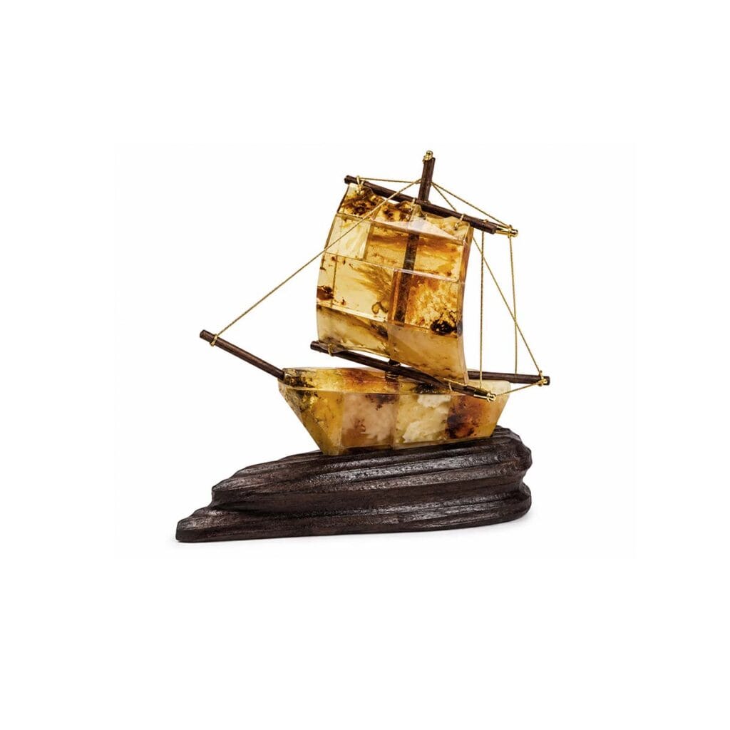 Amber sailing ship figurine