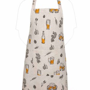 Linen kitchen apron „beer”, 70x84 cm