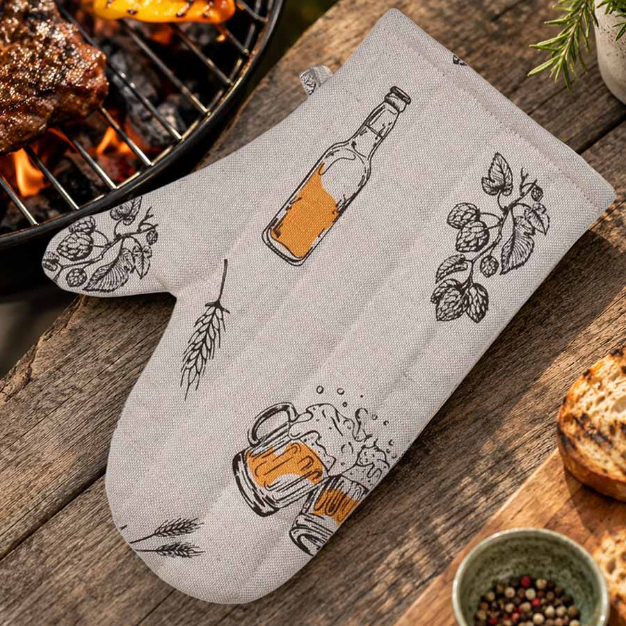 Linen oven mitt "beer", 21x30 cm