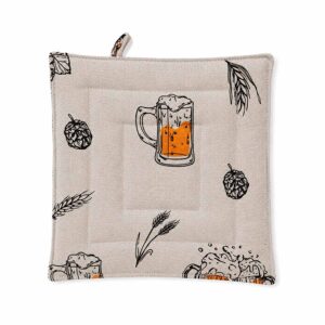 Linen pot holder "beer", 23x23 cm