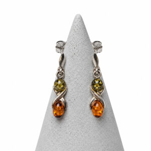 Silver earrings drops with deep brown amber, gold plated (copy)
