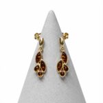 Silver Earrings with Crimson Amber, Gold Plated