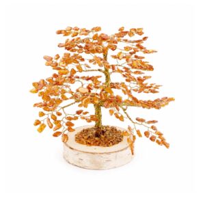 Amber money tree on a birch disc, 17 cm