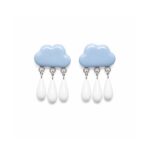 Cloud & Raindrop Earrings, Blue & White