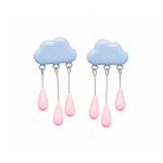 Cloud & Raindrop Earrings, Blue & Pink