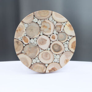 Wooden coaster with juniper tree, ⌀ 14 cm