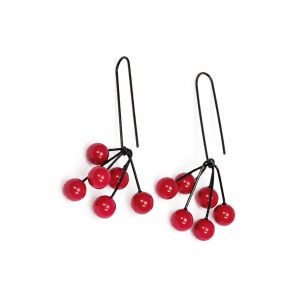 Earrings "berries", red