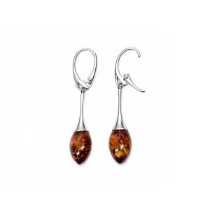 Amber earrings with silver clasp, 5 cm