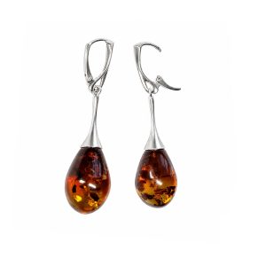 Amber earrings with silver clasp