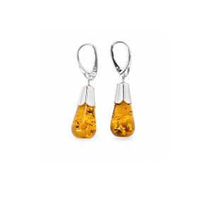 Amber earrings with silver clasp
