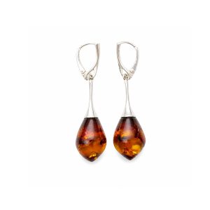 Amber earrings with silver clasp
