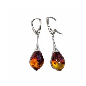 Amber earrings with silver clasp