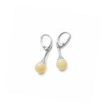 Silver Earrings with Light Yellow Amber Piece