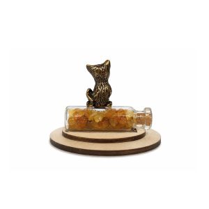 Amber cat — decorative figurine “riga”, 6.5 × 4 cm