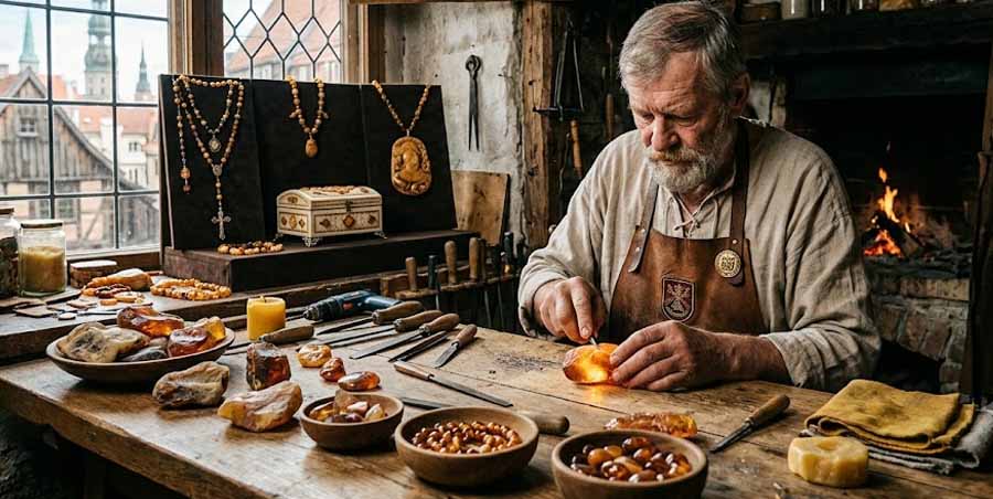 Baltic amber and landscapes connected with its ancient history