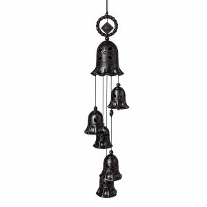 Black ceramic wind chimes with 6 bells