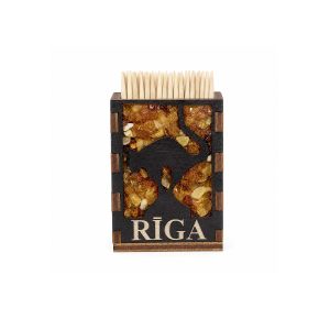 Amber toothpick holder magnet – riga cat, 6 x 4 cm