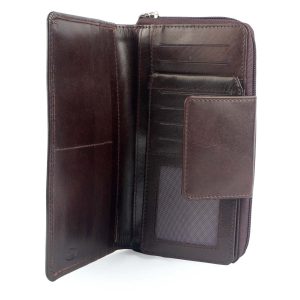 Genuine leather wallet, brown, 20 x 11 cm