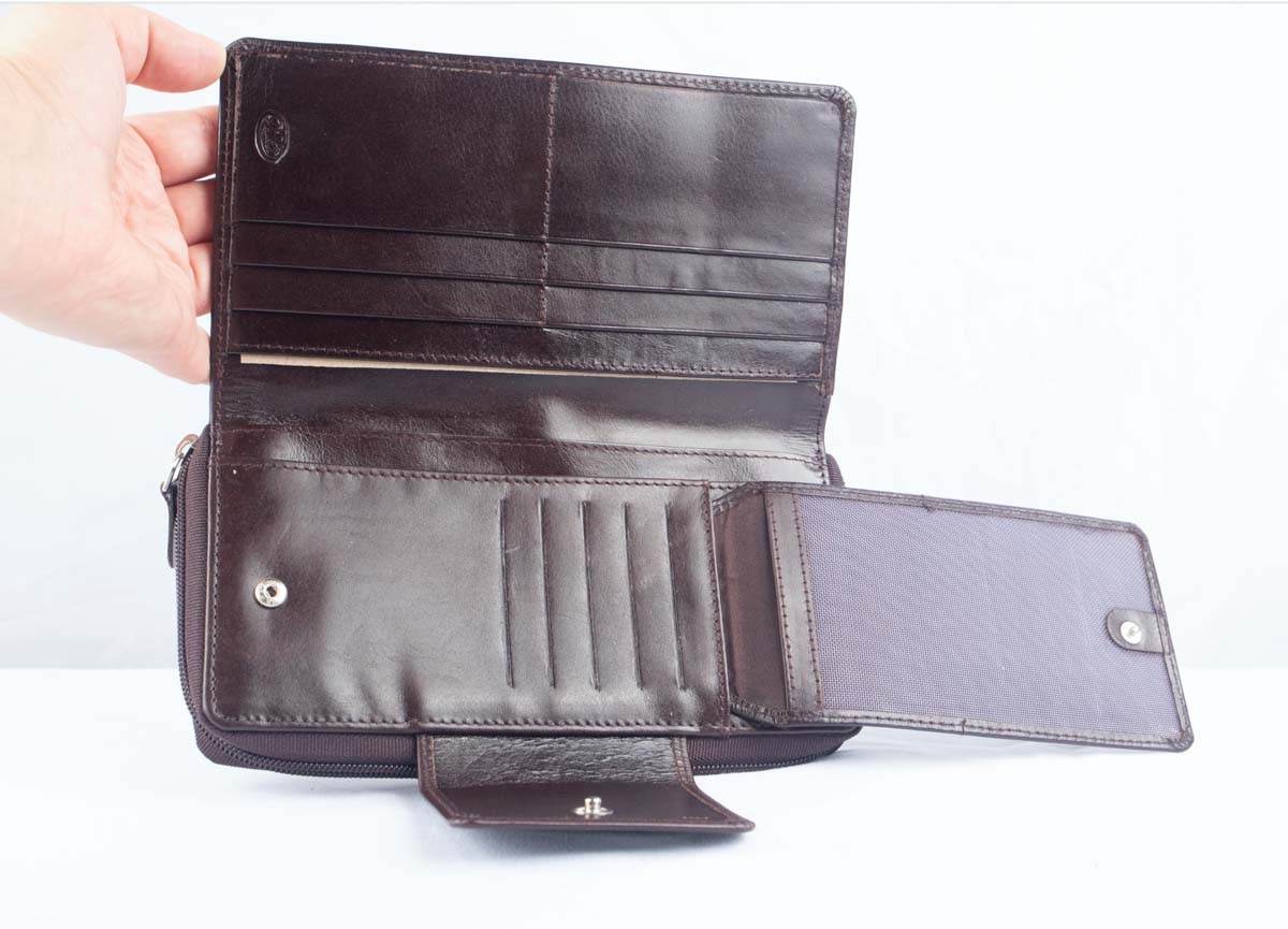 Genuine leather wallet, brown, 20 x 11 cm