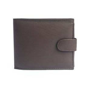 Men's genuine leather wallet, brown, 11 x 9 cm