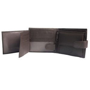 Men's genuine leather wallet, brown, 11 x 9 cm