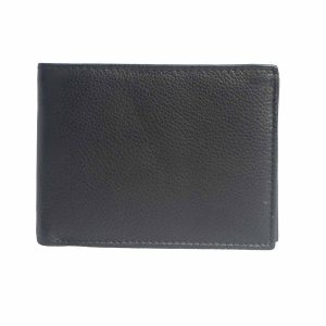 Men's genuine leather wallet, black, 12 x 9 cm