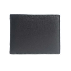 Men's genuine leather wallet, black, 12.5 x 10 cm