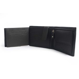 Men's genuine leather wallet, black, 12.5 x 10 cm