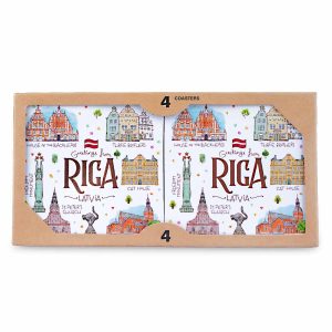 Set of 4 cork coasters "old town riga"