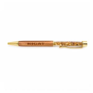 Pen with amber pieces "riga", bronze