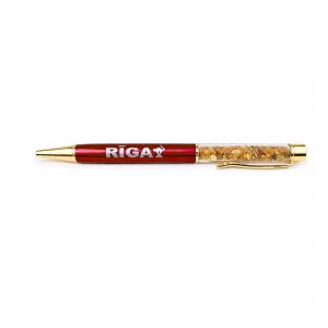 Pen with amber pieces "riga", bronze