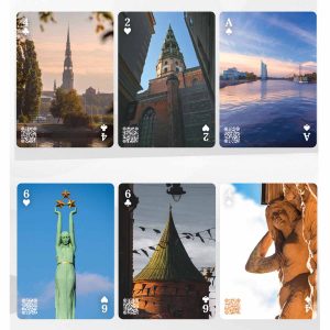 Interactive playing cards with qr — "riga", colorful